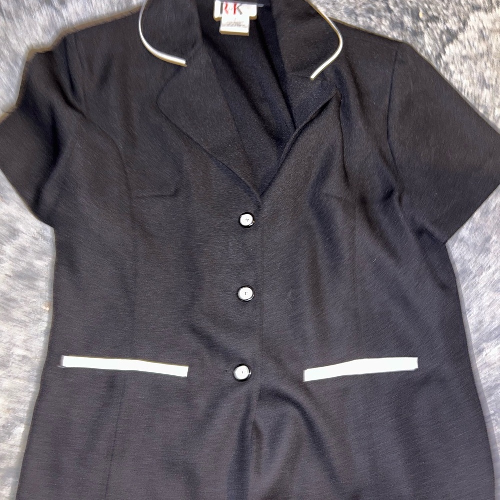 R&K Black Blouse with White Accents